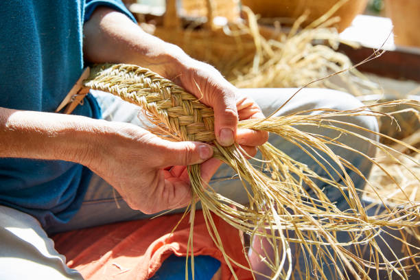 Esparto halfah grass crafts craftsman hands working